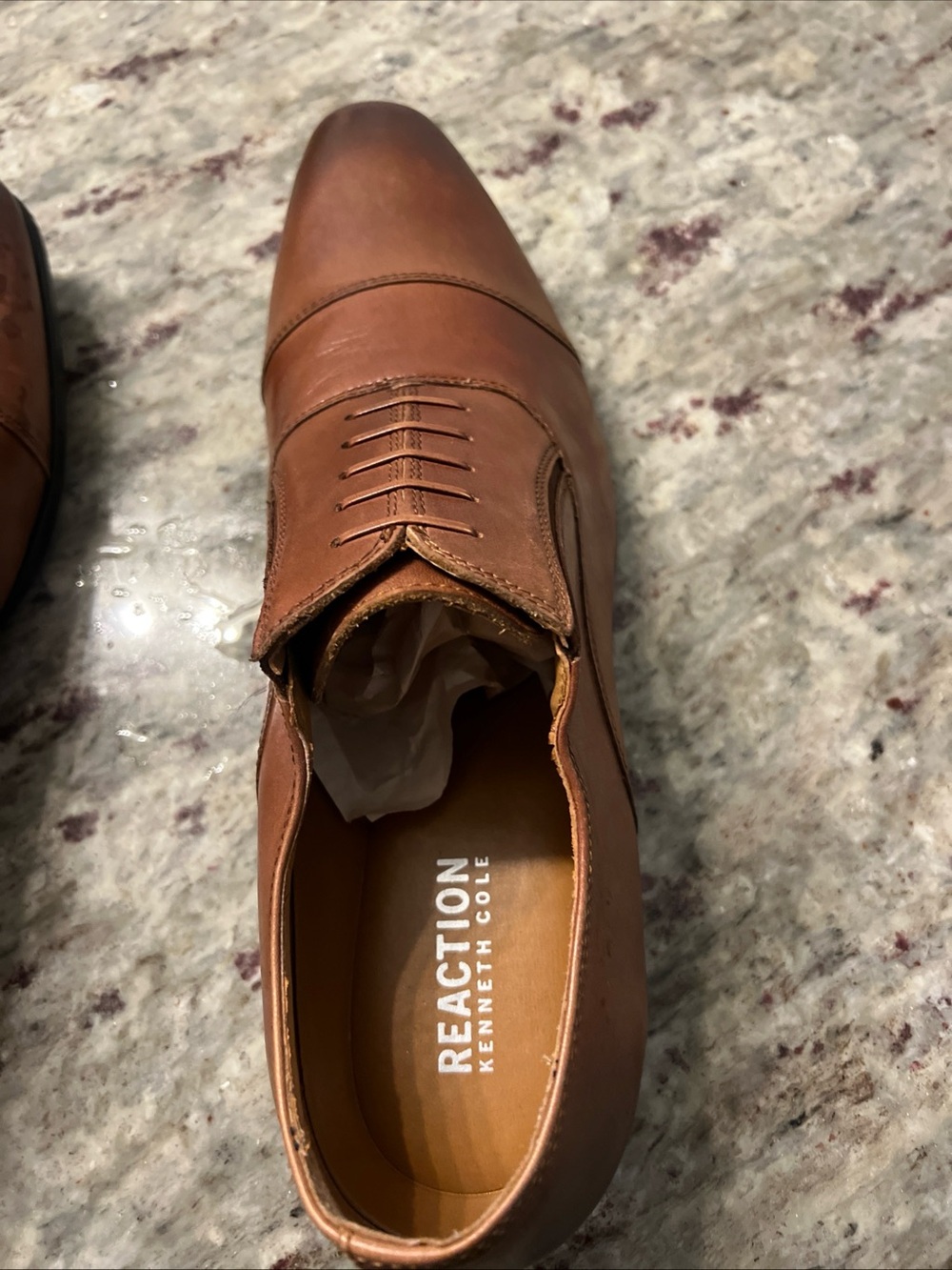 Kenneth Cole Tan Leather Cap-Toe Oxford